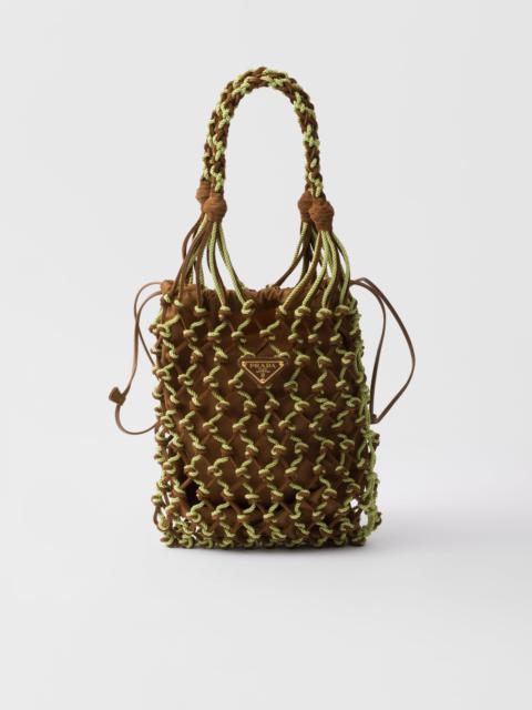 Prada Noué small macramé and suede bag