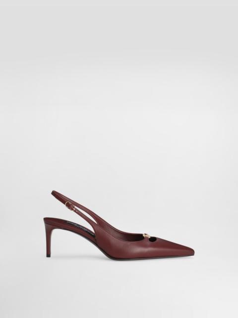 Silk-effect nappa leather slingback