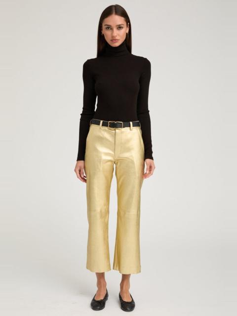 METALLIC GOLD LEATHER CROPPED TROUSERS