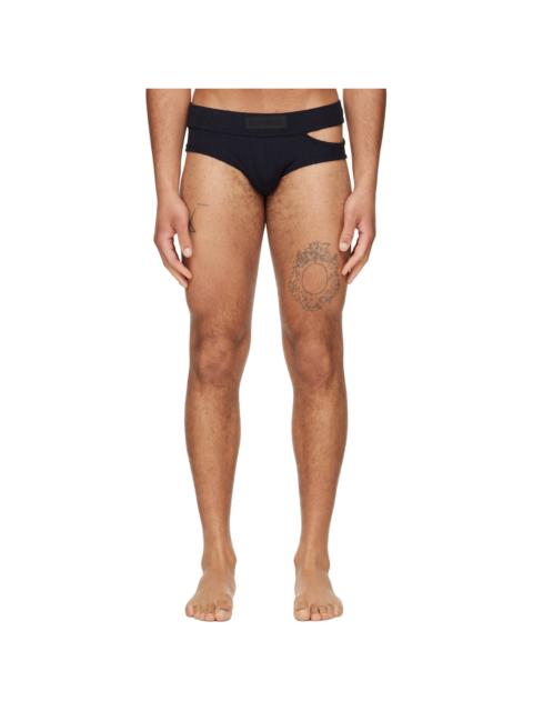 Black Asymmetrical Opening Briefs