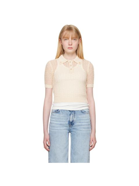 Beige Net Crop Polo