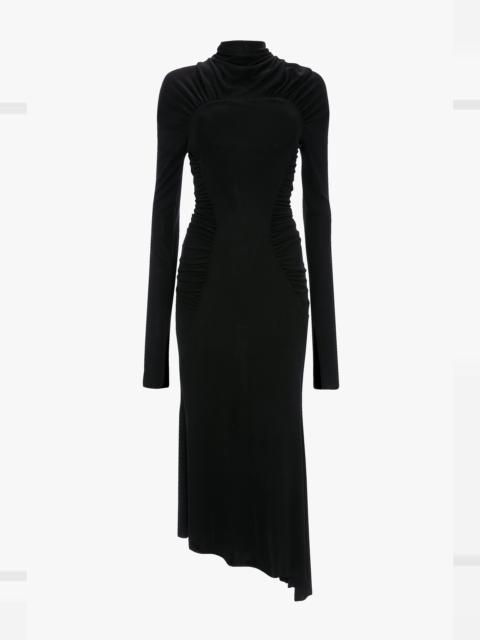 High Neck Midi Dress In Black