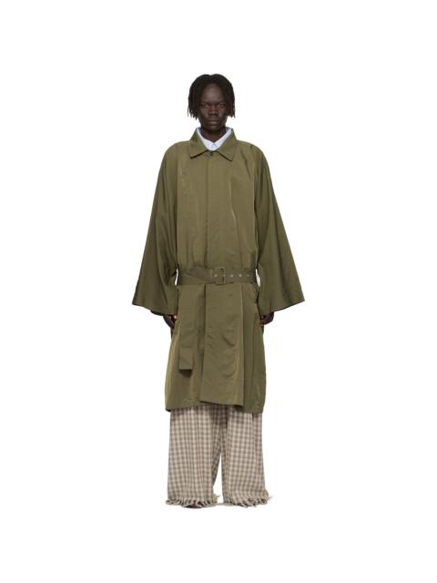 Green Crinkled Trench Coat