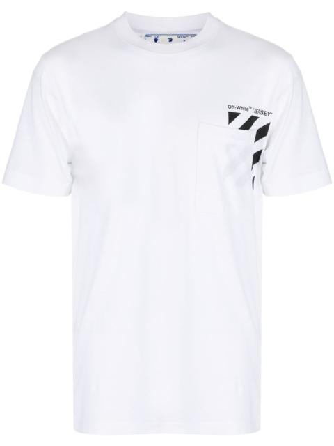 Diag-stripe cotton T-shirt