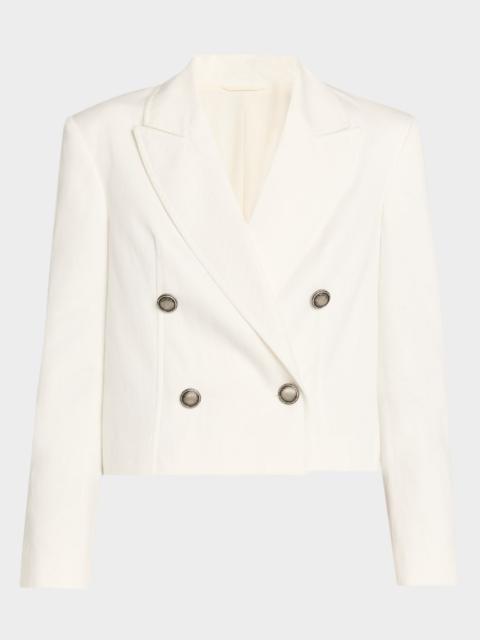 Cotton Paper Twill Double-Breasted Jacket