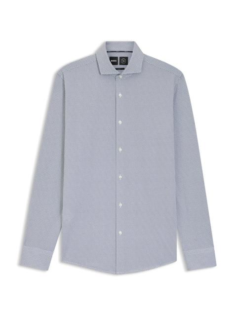 PRINTED SLIM-FIT SHIRT IN ITALIAN-MADE PERFORMANCE-STRETCH JERSEY