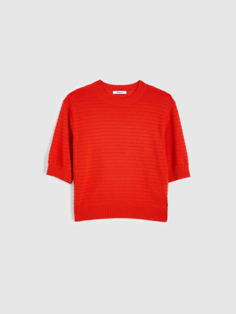 Textural-Stitch Crewneck Sweater in 100% Cotton