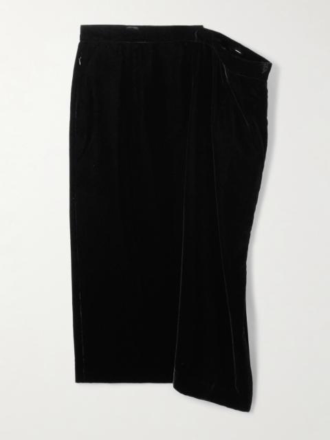 Asymmetric Velvet Maxi Skirt