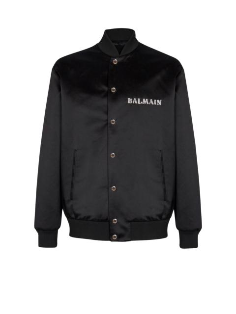 Satin bomber jacket with Balmain Galaxy embroidery