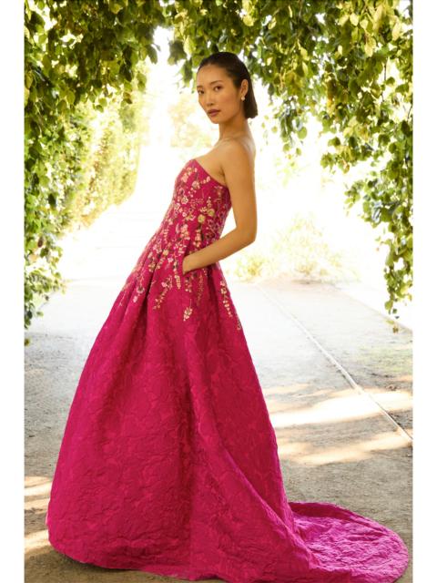 EMBROIDERED KIRAN GOWN - DEEP FUCHSIA