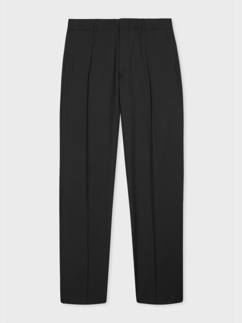 Black Wool-Mohair Pleated Trousers