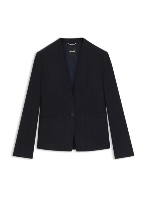 REGULAR-FIT BLAZER IN CREASE-RESISTANT HERRINGBONE STRETCH JERSEY