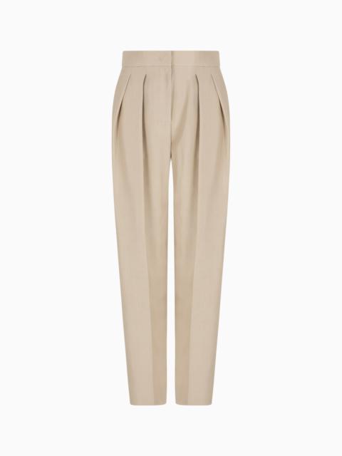DOUBLE-PLEAT, SILK-SHANTUNG TROUSERS