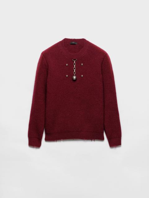 Wool crew-neck sweater with pendant