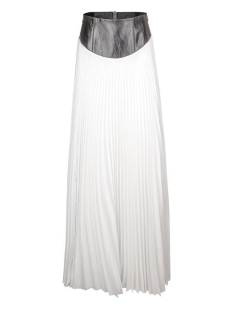Laurel leather-waist pleated skirt