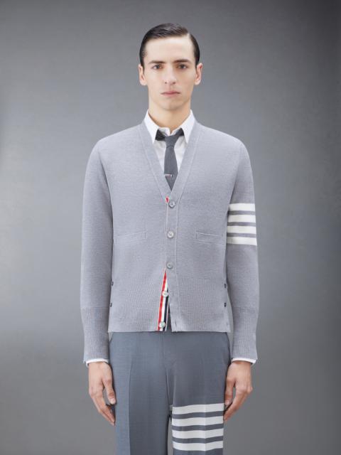 Light Grey Milano Stitch Fine Merino Wool 4-Bar V-Neck Cardigan