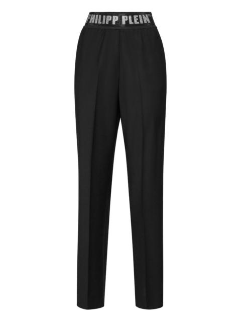 embellished-waistband trousers