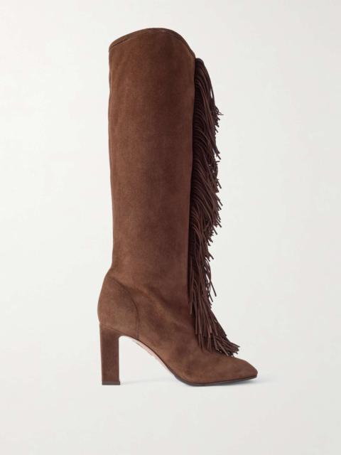 Gytane 85 fringed suede boots Chocolate