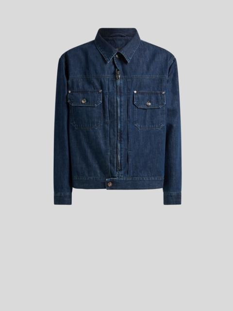 DENIM JACKET WITH OCTOPUS EMBROIDERY AND LOGO