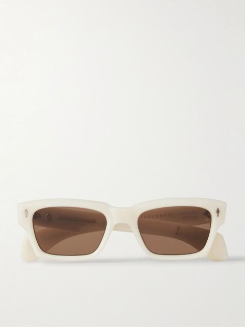 Ashcroft Rectangular-Frame Acetate Sunglasses White