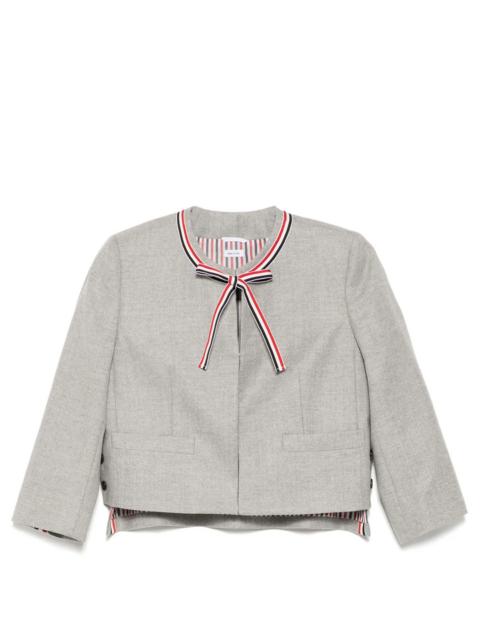 Wool Flannel Bow Cardigan Jacket
