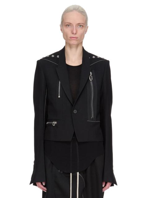Alice embellished grain de poudre wool jacket Black