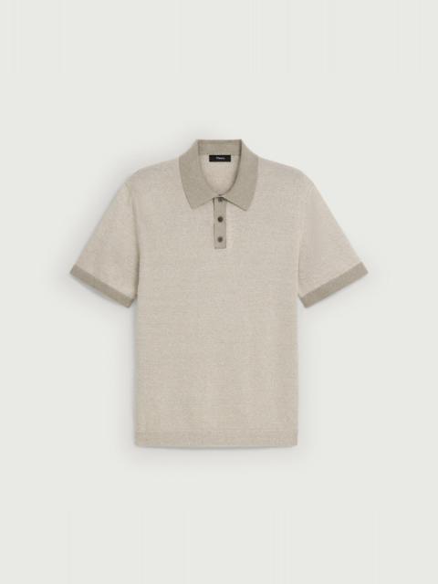 Short-Sleeve Polo Shirt in Silk Linen