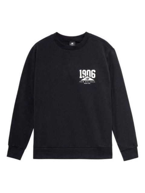 New Balance Logo Print Casual Sweatshirt 'Black White' AMT23350-BK