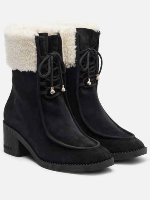 Hali 60 shearling-trimmed suede ankle boots