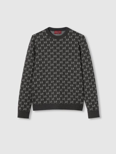 Wool jacquard sweater with GG Shadow