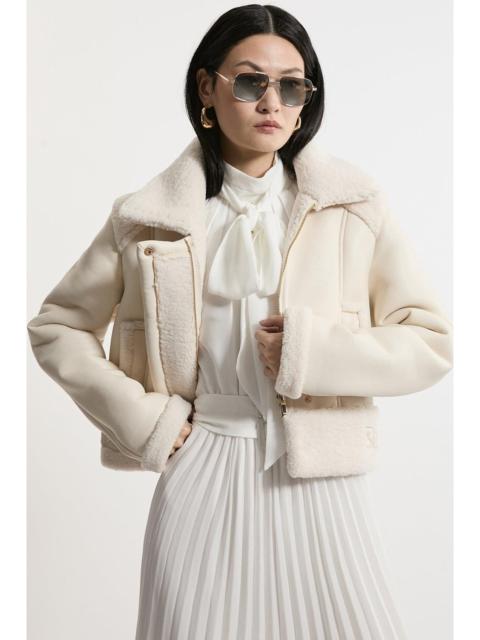 Faux Fur Aviator Crop Jacket