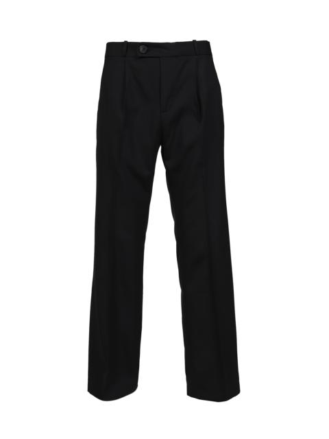 PLEATED STRAIGHT FIT TROUSERS / BLK