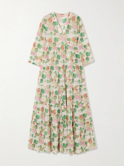Alba Tiered Pleated Printed Cotton-poplin Maxi Dress