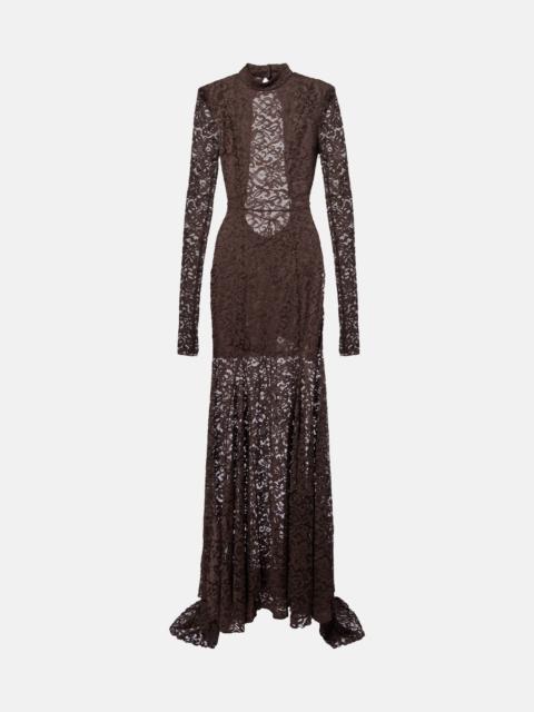 Open-back floral lace  gown