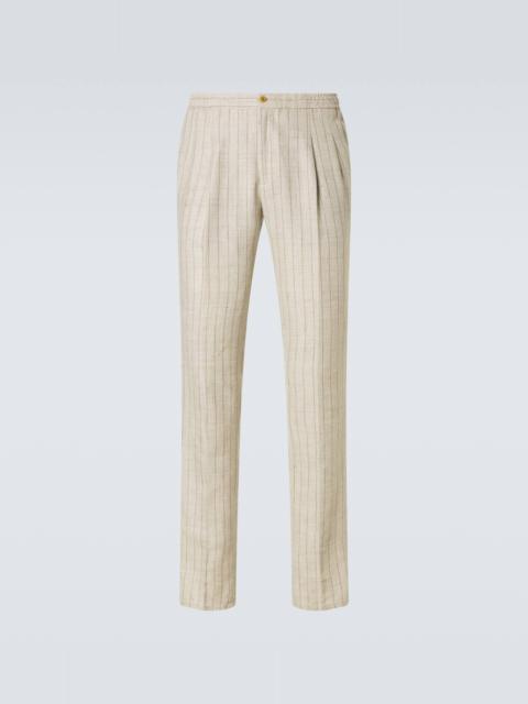 Striped linen and wool slim pants
