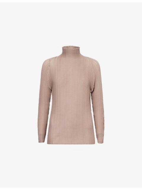 Wooly Pleats-66 Long-Sleeve Knitted Top