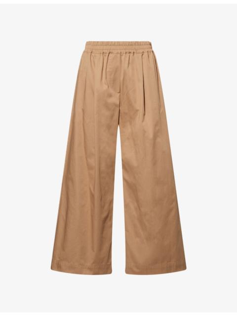 Cropped Wide-Leg Cotton Trousers