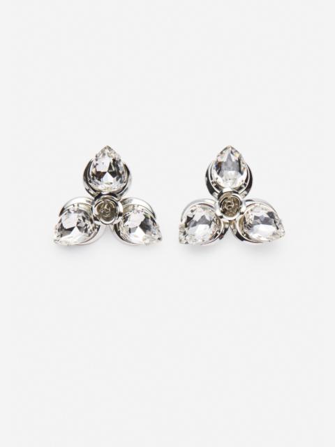 Crystal flower stud earrings in silver