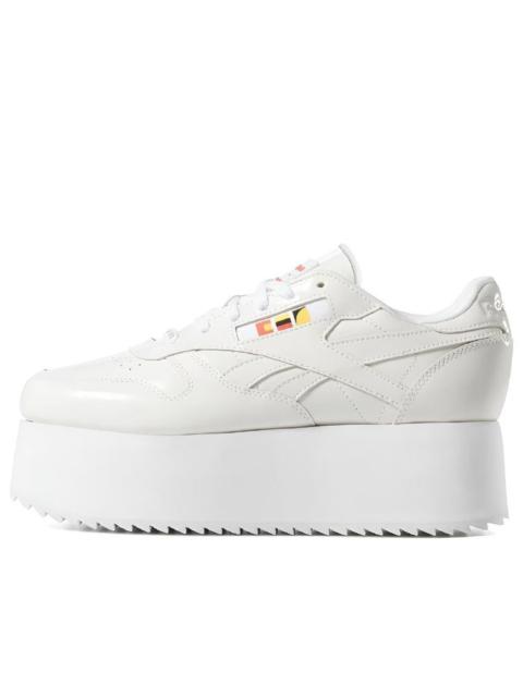 (WMNS) Gigi Hadid x Reebok Classic Leather Triple Thick Sole Casual Skateboarding Shoes White DV4110
