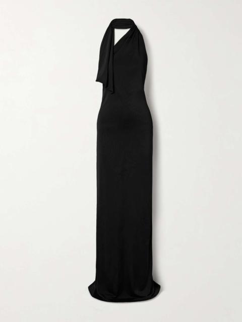 Roza draped jersey halterneck maxi dress