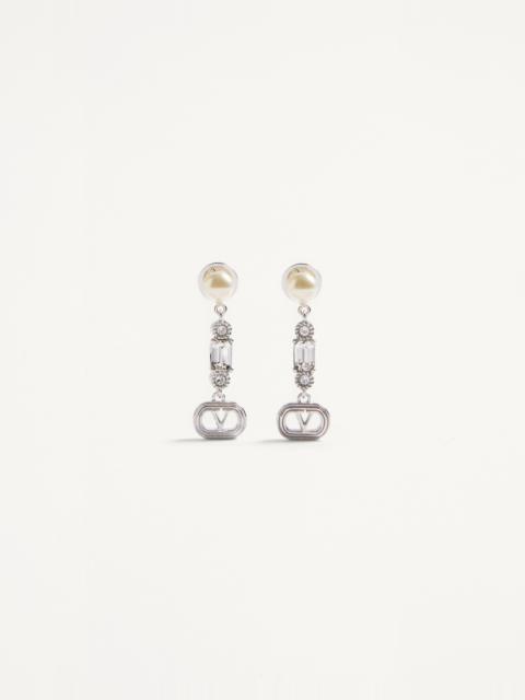 OVALETTE METAL, PEARL AND SWAROVSKI® CRYSTAL EARRINGS