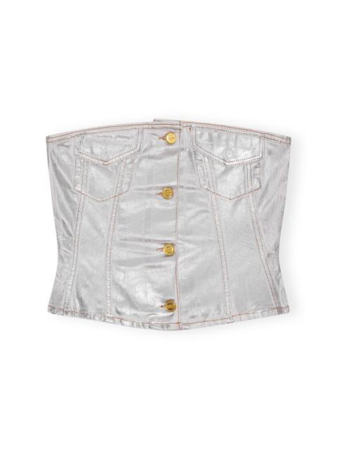 SILVER FOIL DENIM CORSAGE