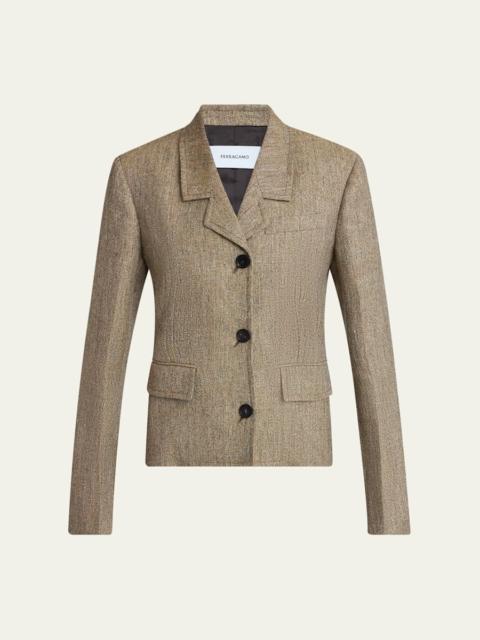 Wool-Cashmere Single-Breasted Blazer Jacket