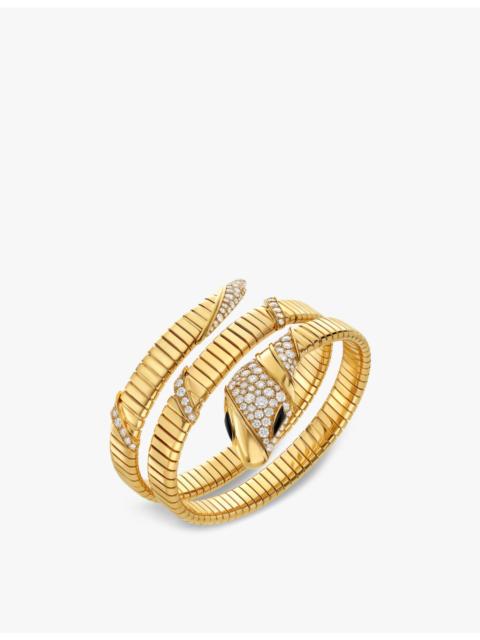 Serpenti Tubogas 18ct yellow-gold, 3.31ct brilliant-cut diamond and onyx bracelet