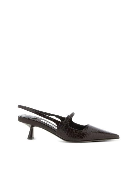 45mm crocodile-embossed slingback pumps