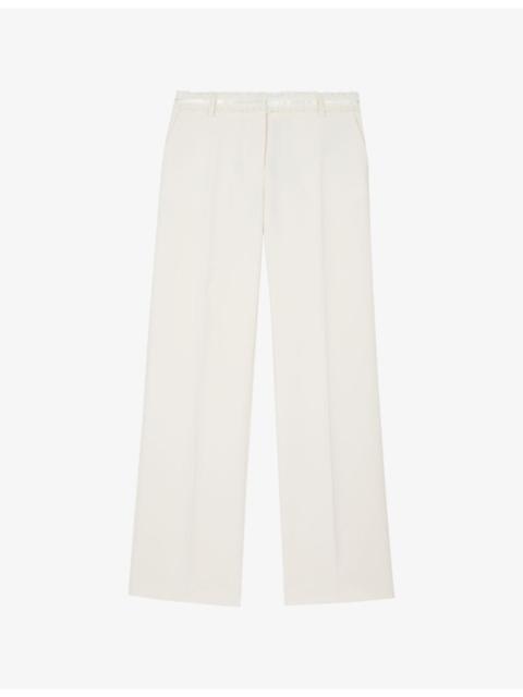 Wide-Leg Lace-Trim Woven Trousers