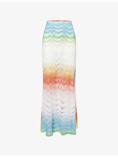 Gradient Raschel-Knit Maxi Skirt