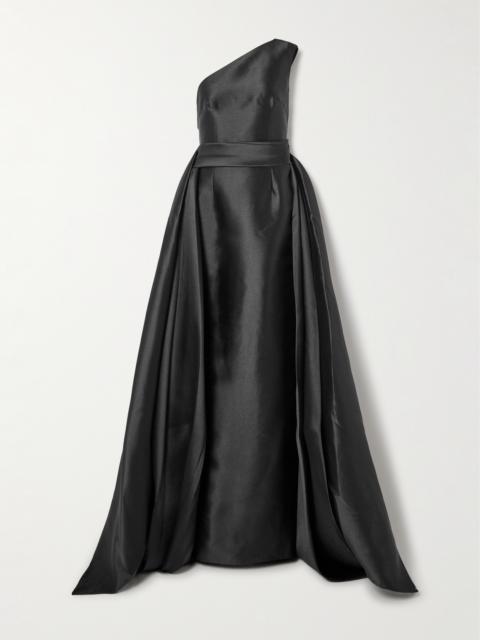 The Charo One-shoulder Draped Satin-twill Gown