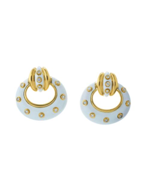 Diamond White Stud Doorknocker Earrings