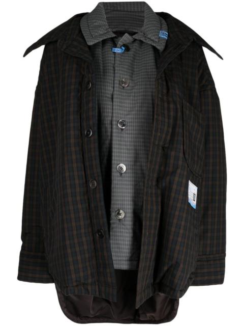 layered checked shirt jacket